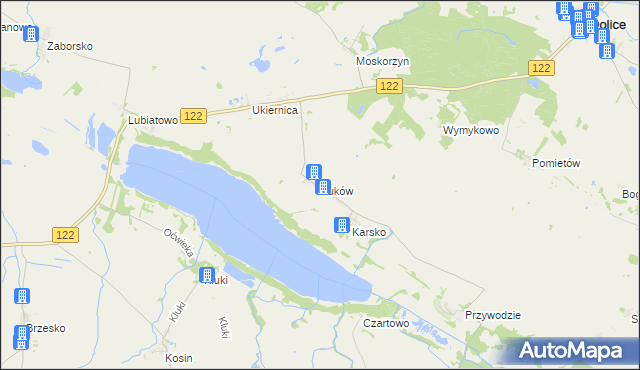 mapa Żuków gmina Przelewice, Żuków gmina Przelewice na mapie Targeo