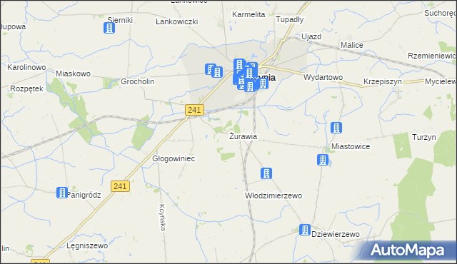 mapa Żurawia gmina Kcynia, Żurawia gmina Kcynia na mapie Targeo