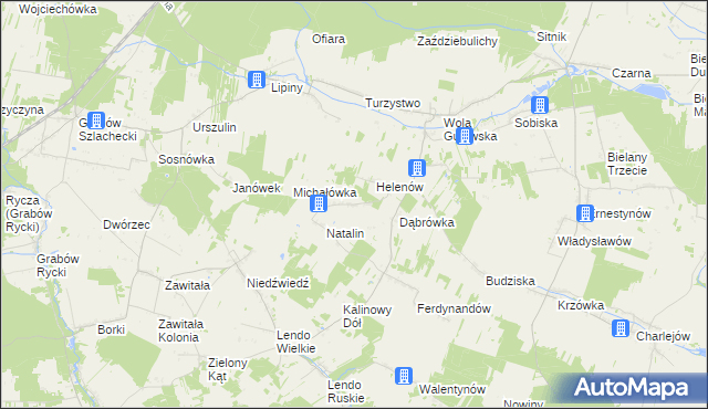 mapa Żurawiec gmina Adamów, Żurawiec gmina Adamów na mapie Targeo