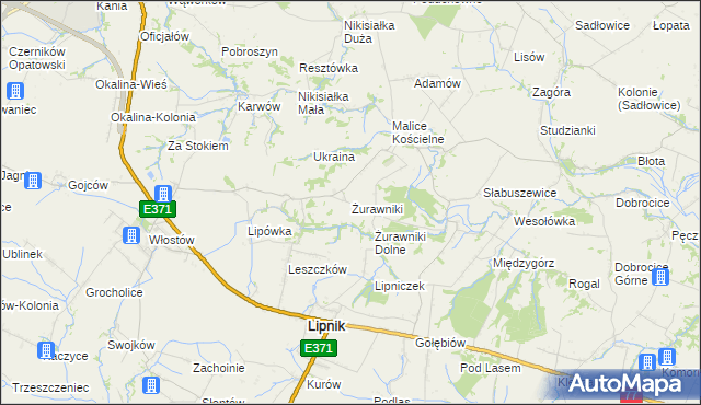 mapa Żurawniki gmina Lipnik, Żurawniki gmina Lipnik na mapie Targeo