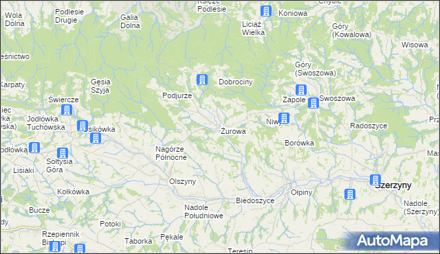 mapa Żurowa, Żurowa na mapie Targeo