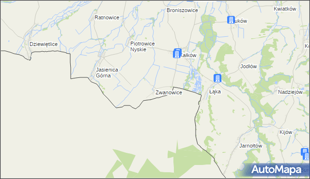 mapa Zwanowice gmina Otmuchów, Zwanowice gmina Otmuchów na mapie Targeo