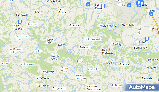 mapa Zwiernik gmina Pilzno, Zwiernik gmina Pilzno na mapie Targeo