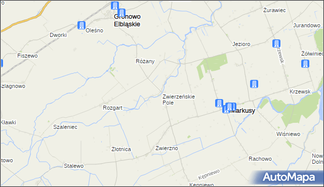 mapa Zwierzeńskie Pole, Zwierzeńskie Pole na mapie Targeo