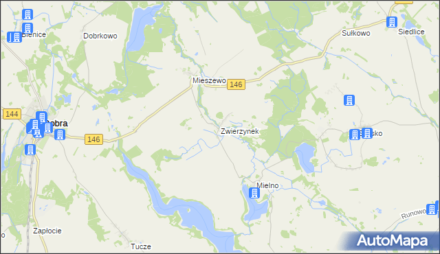 mapa Zwierzynek gmina Węgorzyno, Zwierzynek gmina Węgorzyno na mapie Targeo