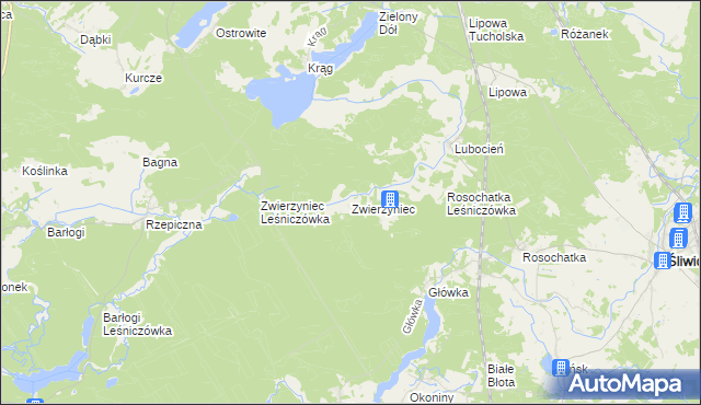 mapa Zwierzyniec gmina Śliwice, Zwierzyniec gmina Śliwice na mapie Targeo