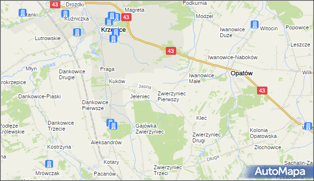 mapa Zwierzyniec Pierwszy, Zwierzyniec Pierwszy na mapie Targeo