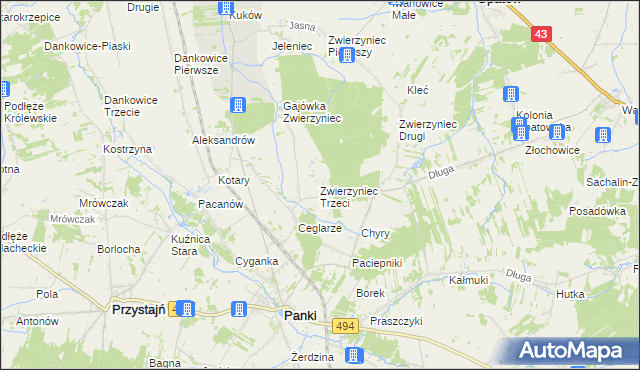 mapa Zwierzyniec Trzeci, Zwierzyniec Trzeci na mapie Targeo