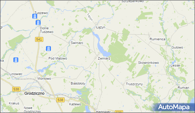 mapa Zwiniarz, Zwiniarz na mapie Targeo