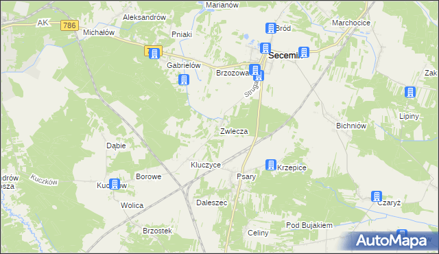 mapa Zwlecza, Zwlecza na mapie Targeo