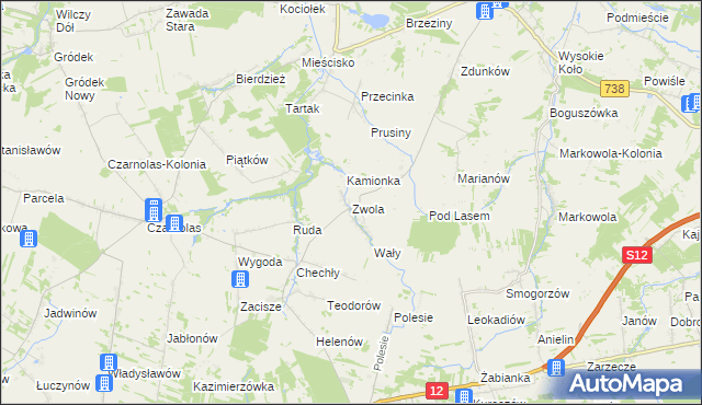 mapa Zwola gmina Gniewoszów, Zwola gmina Gniewoszów na mapie Targeo