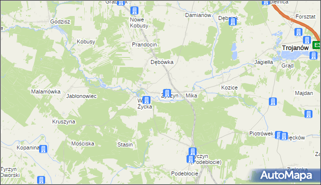 mapa Życzyn, Życzyn na mapie Targeo