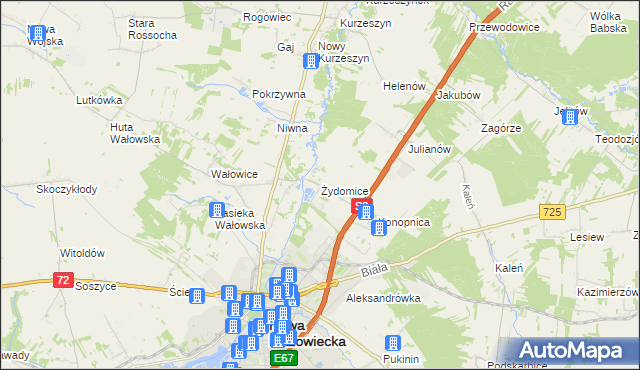 mapa Żydomice, Żydomice na mapie Targeo