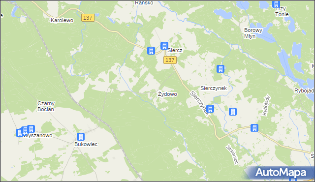 mapa Żydowo gmina Trzciel, Żydowo gmina Trzciel na mapie Targeo
