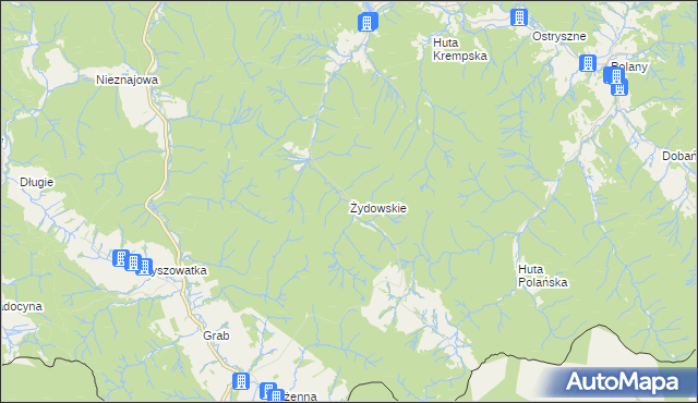 mapa Żydowskie gmina Krempna, Żydowskie gmina Krempna na mapie Targeo