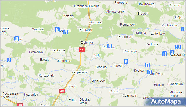 mapa Żydy gmina Radzanów, Żydy gmina Radzanów na mapie Targeo