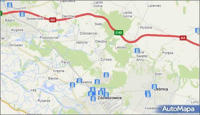 mapa Żyrowa, Żyrowa na mapie Targeo