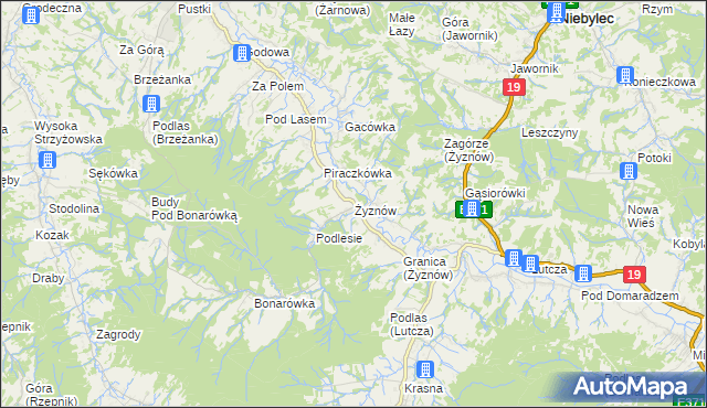 mapa Żyznów gmina Strzyżów, Żyznów gmina Strzyżów na mapie Targeo