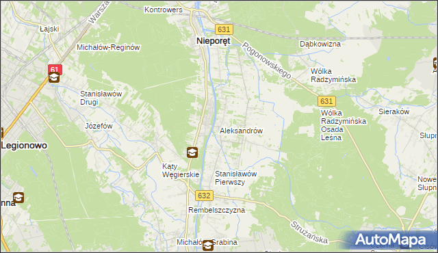 mapa Aleksandrów gmina Nieporęt, Aleksandrów gmina Nieporęt na mapie Targeo