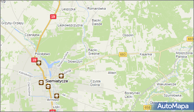 mapa Baciki Bliższe, Baciki Bliższe na mapie Targeo