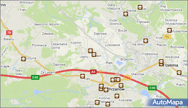 mapa Balin gmina Chrzanów, Balin gmina Chrzanów na mapie Targeo