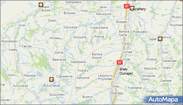 mapa Bańska Wyżna, Bańska Wyżna na mapie Targeo