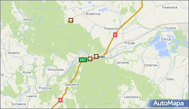 mapa Bardo powiat ząbkowicki, Bardo powiat ząbkowicki na mapie Targeo