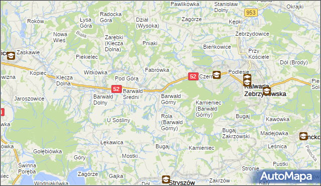 mapa Barwałd Górny, Barwałd Górny na mapie Targeo