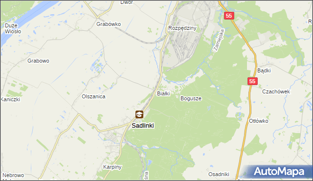 mapa Białki gmina Sadlinki, Białki gmina Sadlinki na mapie Targeo