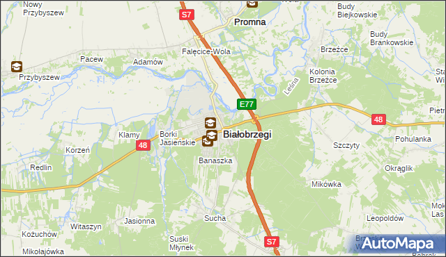 mapa Białobrzegi, Białobrzegi na mapie Targeo