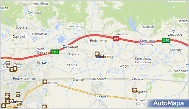 mapa Białobrzegi powiat łańcucki, Białobrzegi powiat łańcucki na mapie Targeo