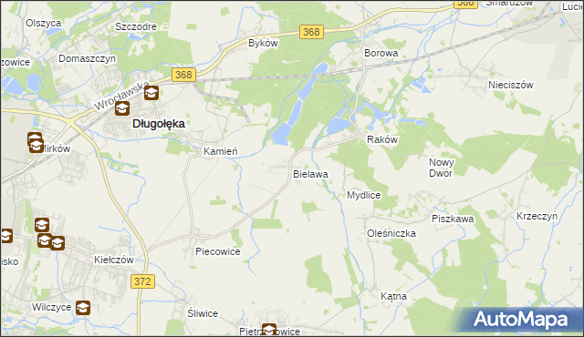 mapa Bielawa gmina Długołęka, Bielawa gmina Długołęka na mapie Targeo