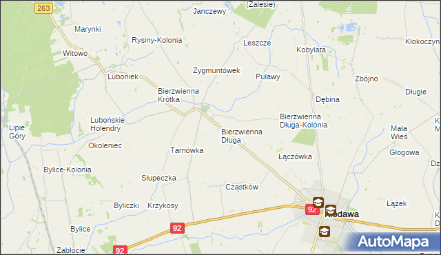 mapa Bierzwienna Długa, Bierzwienna Długa na mapie Targeo