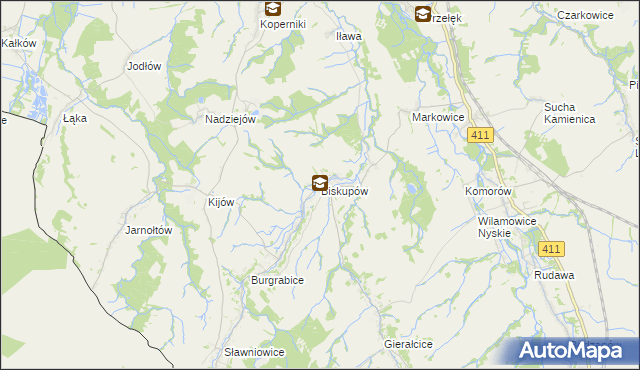 mapa Biskupów, Biskupów na mapie Targeo