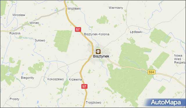 mapa Bisztynek, Bisztynek na mapie Targeo