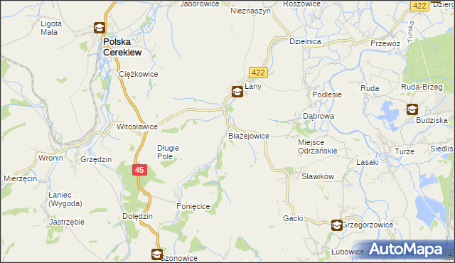 mapa Błażejowice gmina Cisek, Błażejowice gmina Cisek na mapie Targeo