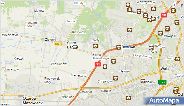 mapa Blizne Jasińskiego, Blizne Jasińskiego na mapie Targeo