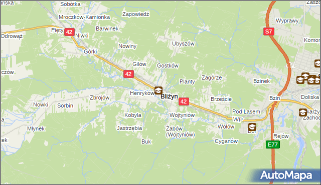 mapa Bliżyn, Bliżyn na mapie Targeo