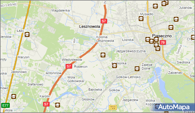 mapa Bobrowiec gmina Piaseczno, Bobrowiec gmina Piaseczno na mapie Targeo