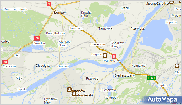mapa Bogoria gmina Łoniów, Bogoria gmina Łoniów na mapie Targeo