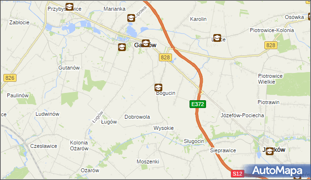 mapa Bogucin gmina Garbów, Bogucin gmina Garbów na mapie Targeo