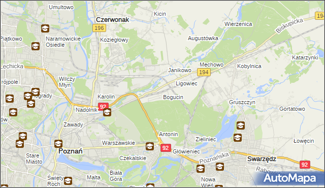 mapa Bogucin gmina Swarzędz, Bogucin gmina Swarzędz na mapie Targeo
