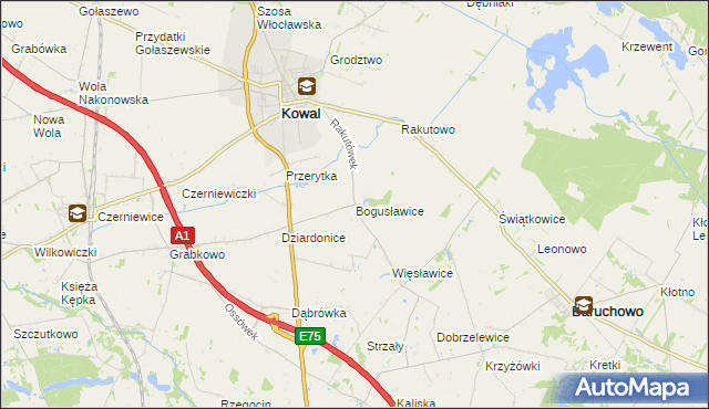 mapa Bogusławice gmina Kowal, Bogusławice gmina Kowal na mapie Targeo