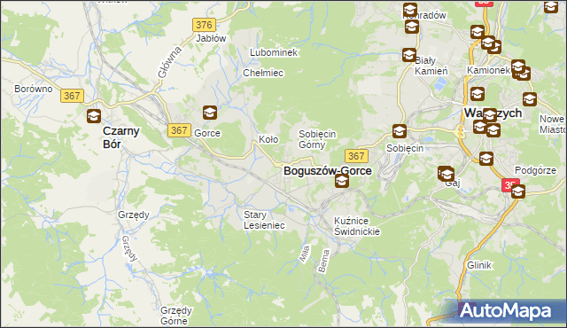 mapa Boguszów-Gorce, Boguszów-Gorce na mapie Targeo