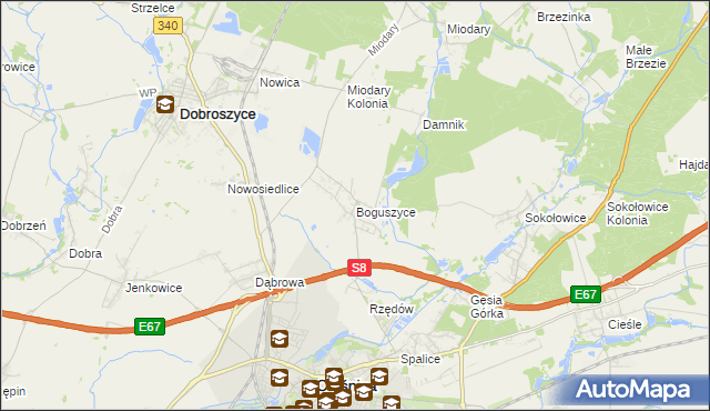 mapa Boguszyce gmina Oleśnica, Boguszyce gmina Oleśnica na mapie Targeo