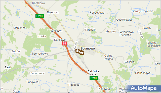 mapa Bojanowo powiat rawicki, Bojanowo powiat rawicki na mapie Targeo