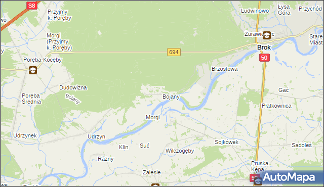 mapa Bojany, Bojany na mapie Targeo