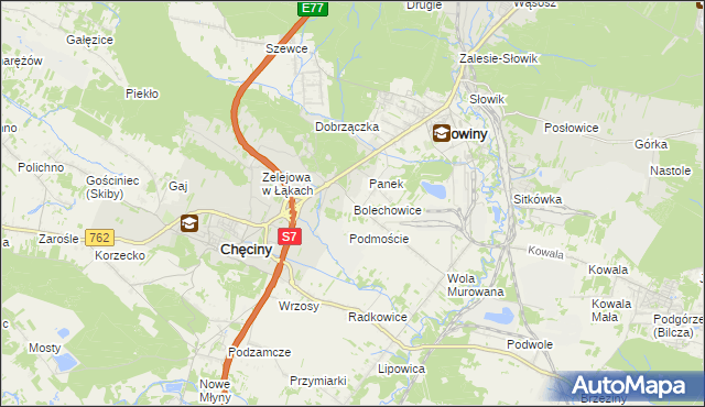 mapa Bolechowice gmina Sitkówka-Nowiny, Bolechowice gmina Sitkówka-Nowiny na mapie Targeo