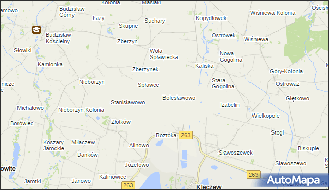 mapa Bolesławowo gmina Kleczew, Bolesławowo gmina Kleczew na mapie Targeo