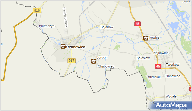 mapa Borucin gmina Krzanowice, Borucin gmina Krzanowice na mapie Targeo